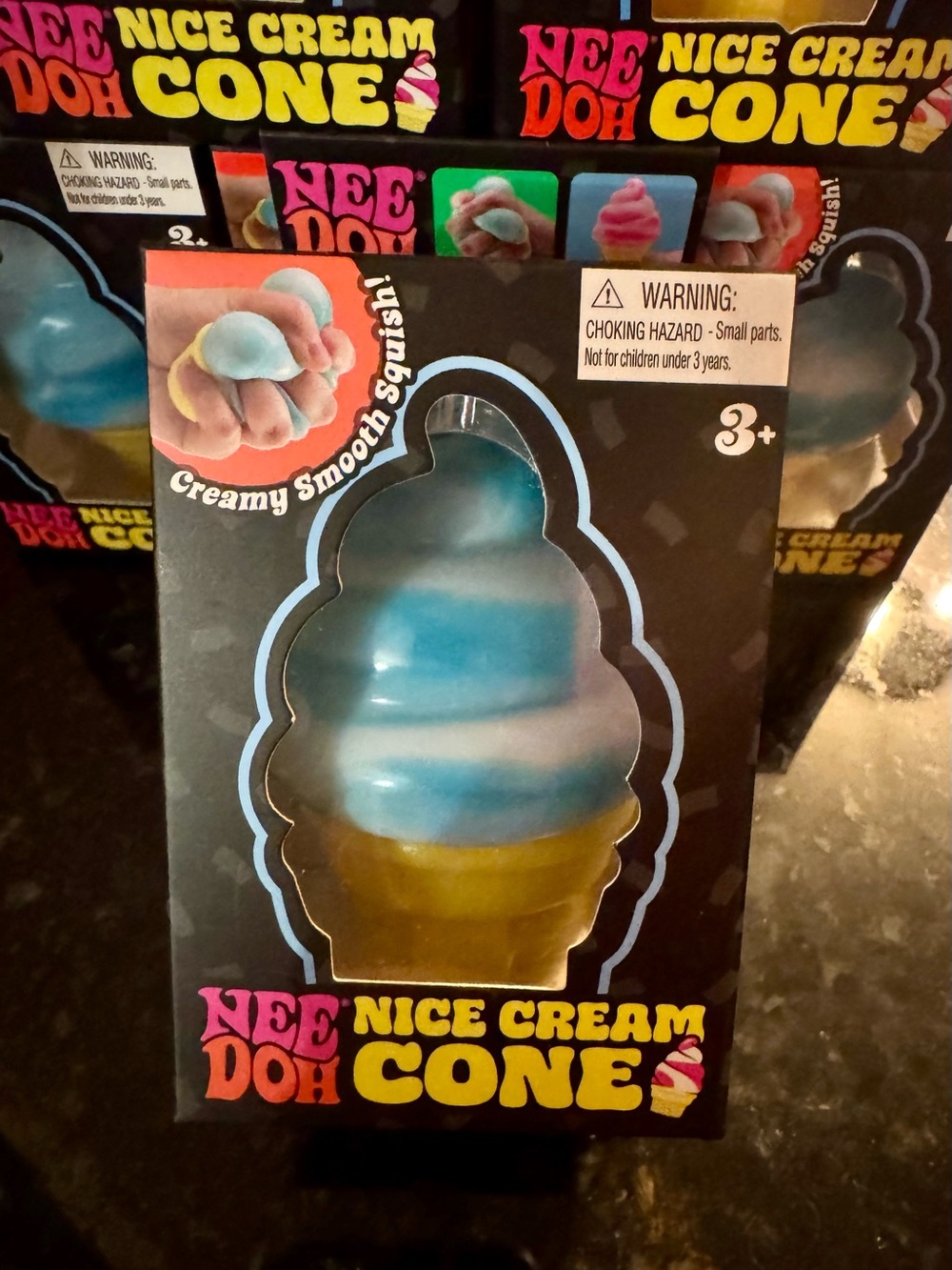 NeeDoh Nice Cream Cone Squishy Toy - Blue & White Swirl - Picture 7 of 7